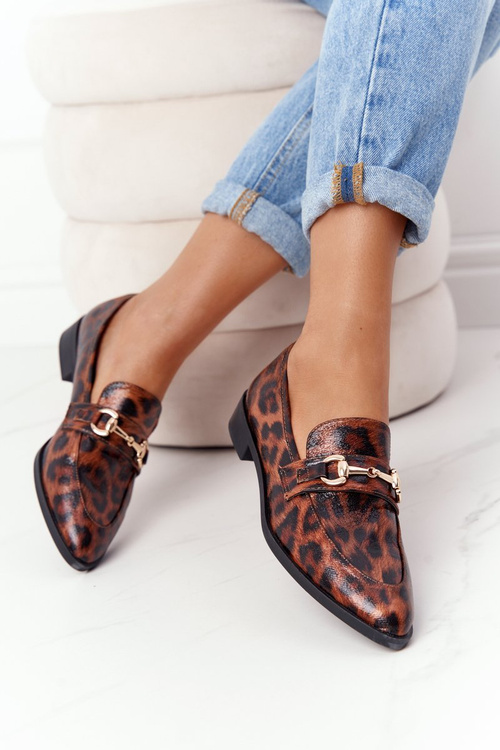 Eleganckie Damskie Mokasyny S.Barski Leopard