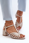 Beige Glossy Women's Sandals with Heels Sergio Leone SK880