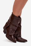 Cowboy Boots With Turned Over Shaft And Embellishment Insulated Chocolate Inessia