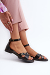 Zazoo 40378 Flat Women's Leather Sandals Black