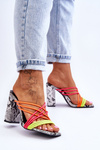 High Heel Slippers With Snake Straps Neon Beckie