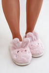 Furry Slippers With Bunny Motif Pink Natasha