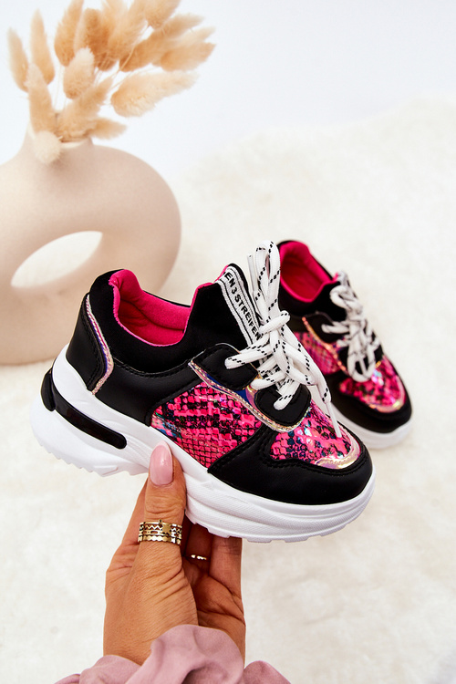 Leather Sport Shoes Snakeskin Black Gabbie