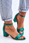 Satin Low Heel Sandals Green Juliet