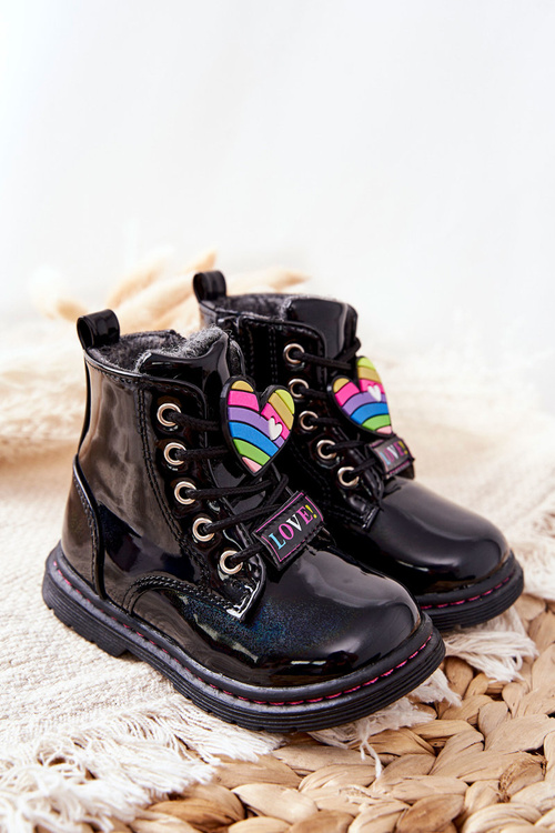 Lacquered Woolen Insulated Boots Black Anlon