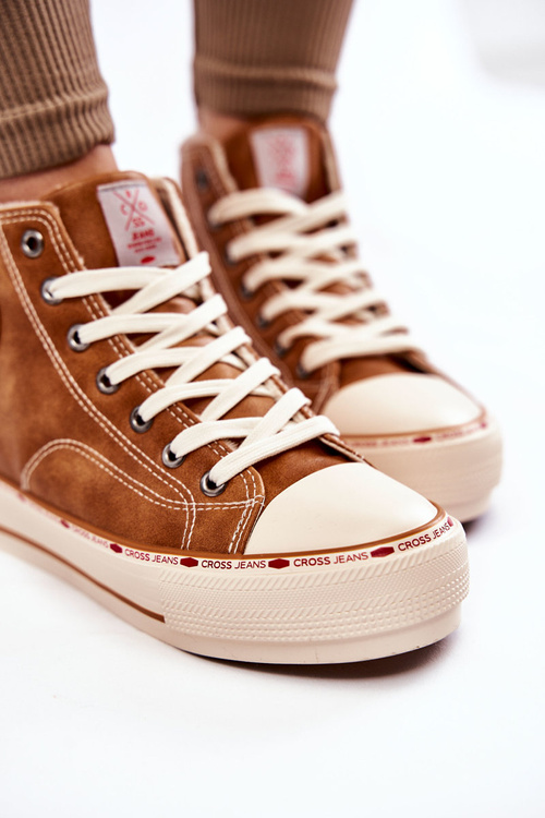 Trampki Damskie Wysokie Ocieplane Cross Jeans Camel KK2R4043C