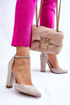Elegant Suede Heel Pumps Light Beige Kaliya