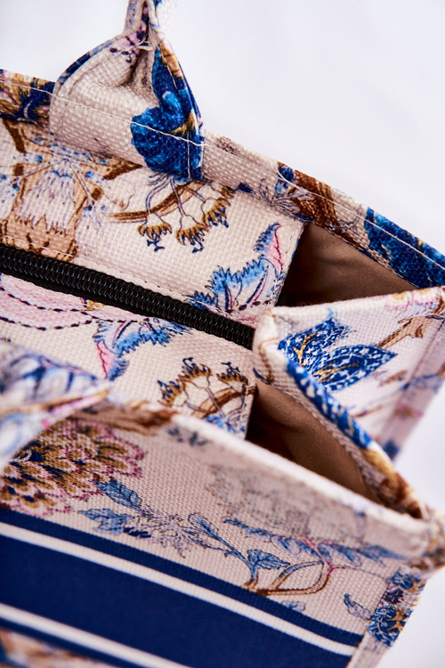 Large Classic Purse In pattern Beige And Blue Micola