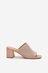 Women’s Heeled Block Sandals Beige Wenilan