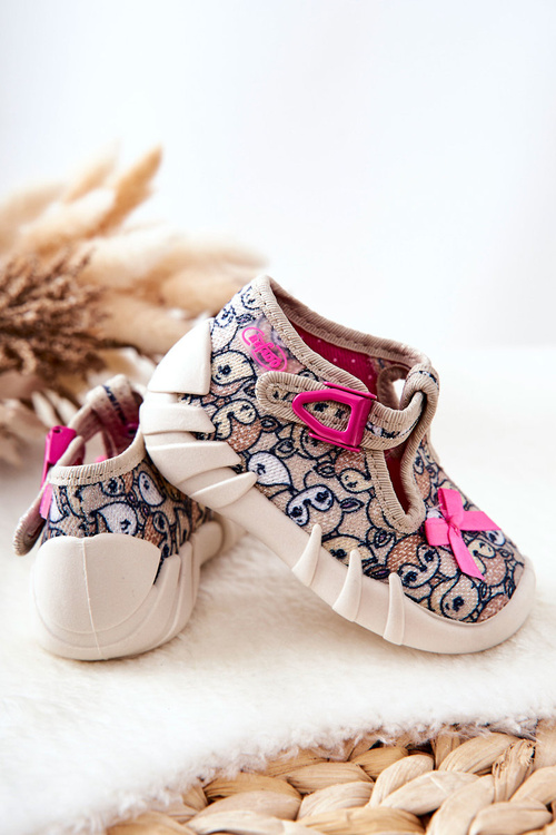 Buty Papcie Befado Sarenki Z Kokardką 110P437 Beżowe