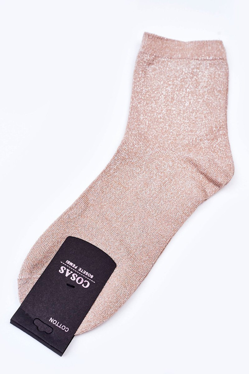 Women's Cotton Socks With Silver Thread COSAS Beige