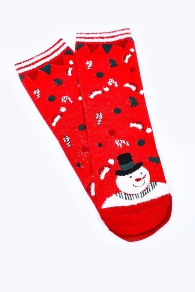 Women's Christmas Socks With Santa Hats COSAS Red