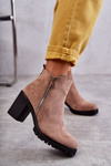 Suede Boots On High Heels With A Zipper Beige Sevione