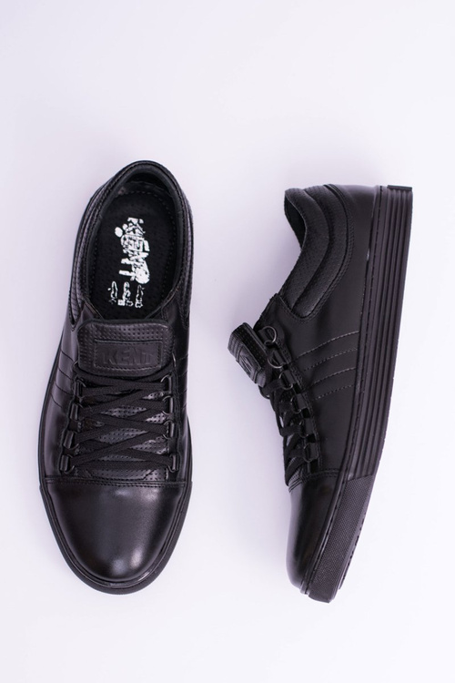 Męskie Skórzane Tenisówki Czarne Elon