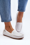 Women's White Cut-out Loafers Rasirna