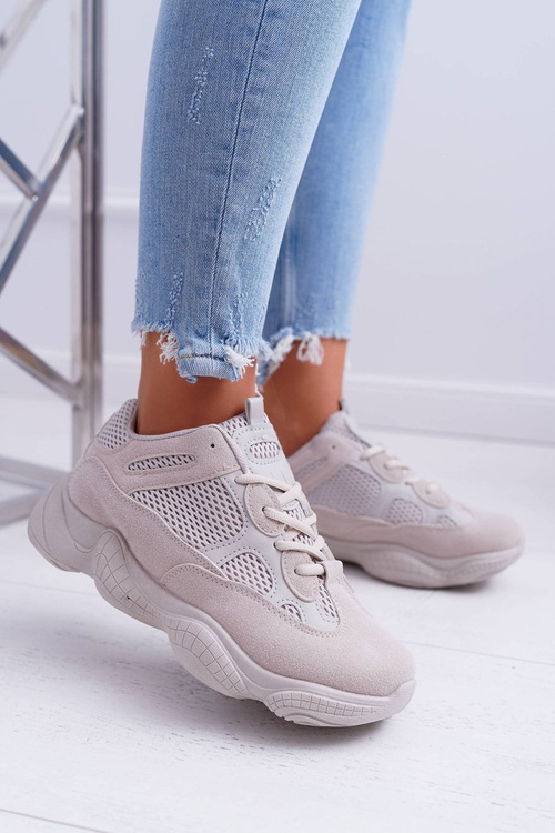 Sports Women's Shoes Airy Fabric Beige Thai