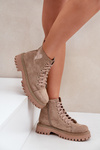 Women's Ankle Boots With Glittering Heart Dark Beige Nariri