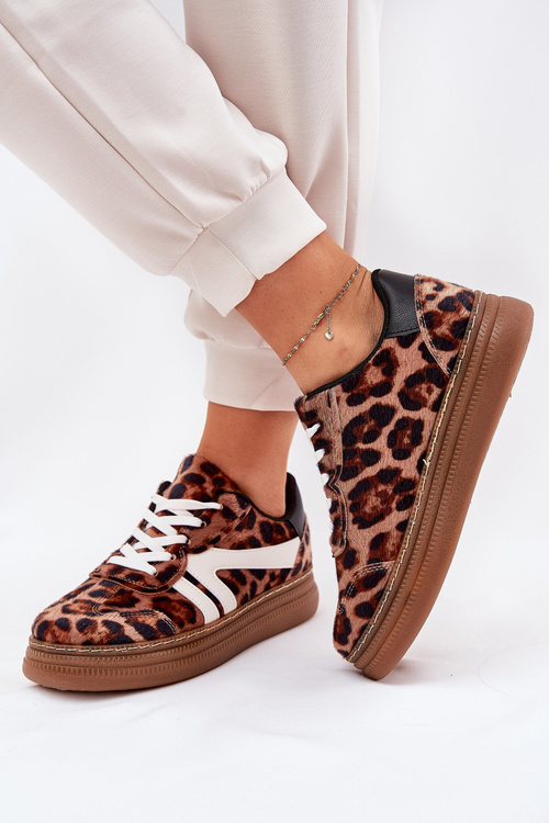 Womens Platform Sneakers Leopard Brown Totter