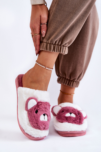 Women's Fur Slippers With Teddy Pink and White Solly