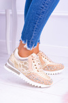 Gold Women's Sports Shoes with Sequins Lu Boo Infinitiale