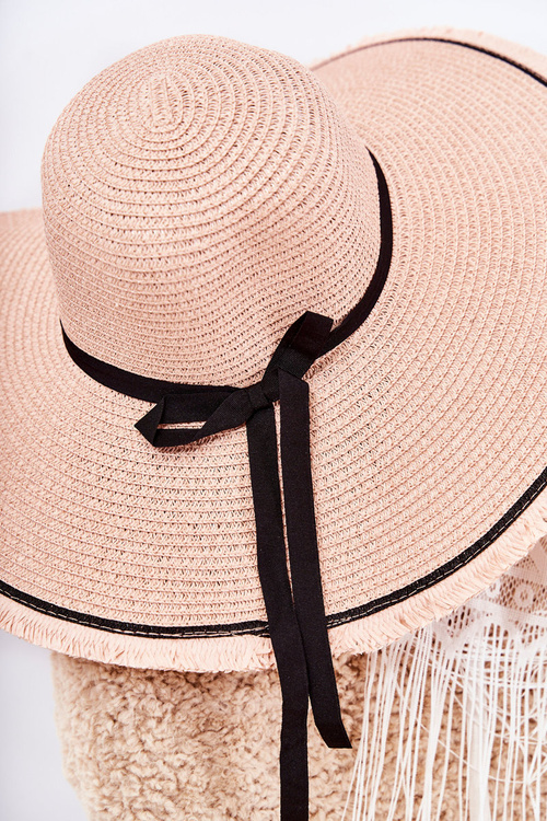 Women's Hat With Black Stripe Pink Mady