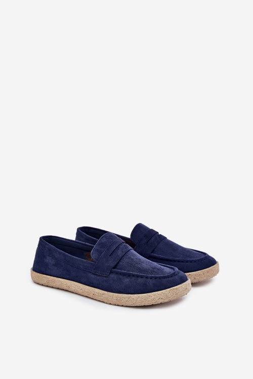 Men's Moccasins With Braiding Navy Fiamar