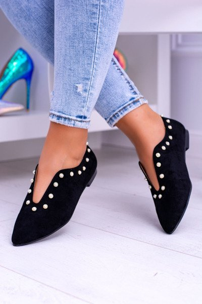 Lu Boo Black Semi Shoes With Cutouts Corals Merseo