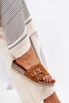 Women's Platform Slippers With Buckle And Studs Camel Nusithia
