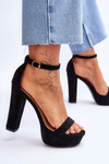 Comfortable Suede Sandals On A High Heel Black Essence