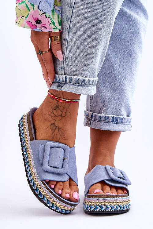 Women's Sandals On A Decorated Platform Blue Joyce