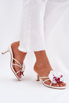 Women's High Heel Slippers With Artificial Flower White Reyi
