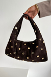 Leather Suede Bag with Embellishment Chocolate Narisse