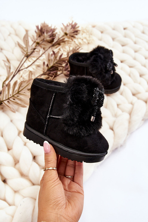 Children's Snow Boots Insulated With Fur Suede Black Amelia