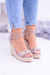Purple Espadrilles Sandals on platforms studded with rhinestones Narumi