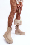 Women's Leather Platform Boots Beige Jenefer