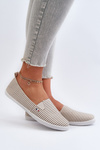 Damskie Tenisówki Trampki Slip-On Paski Beżowe Pazaria 24TX02-7658