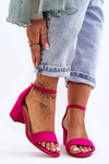 Suede Classic Low Heel Sandals Fuchsia Honeymoon