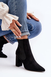 Women's Black Ankle Boots with Heel Tapara