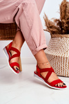 Women's Sandals On Wedge Slip On Red Harper 