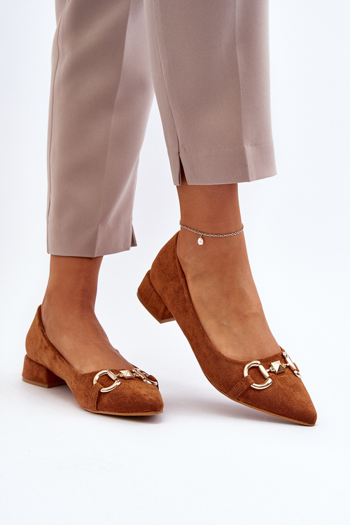 Suede Ballerina Flats with Pointed Toe Camel Ethere