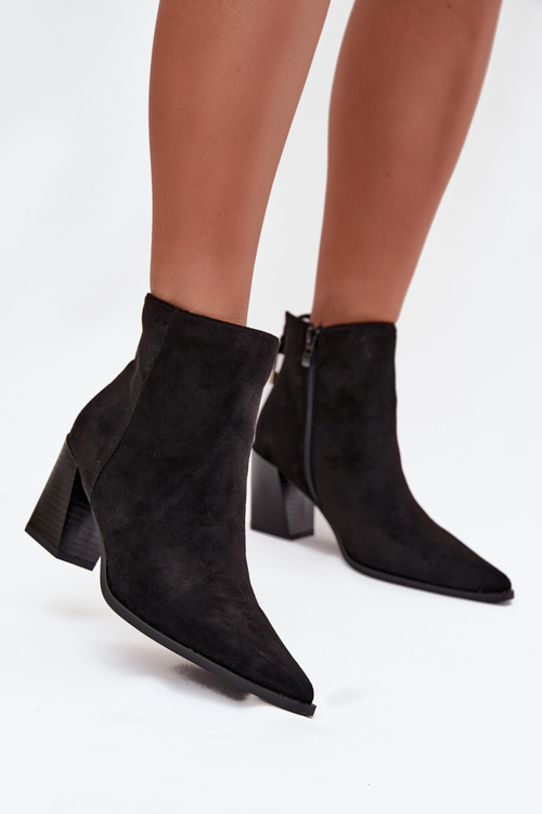 Women's heeled ankle boots with laces black Halisse