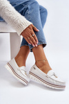 Women's White Platform Moccasins Railav
