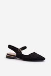 Women's ballet flats with low heel and open back Sergio Leone SK831 Black