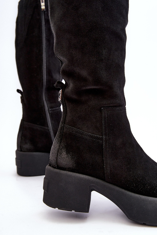 Women's Suede Ankle Boots Above the Knee Lemar Black Malayah
