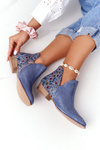 Leather Boots Maciejka Navy Blue With Flowers 04091-64