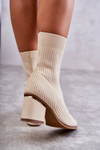Women's Boots With Elastic Sock Beige Carmon