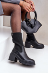 Boots With Sock On Chunky Heel Black Rosanas