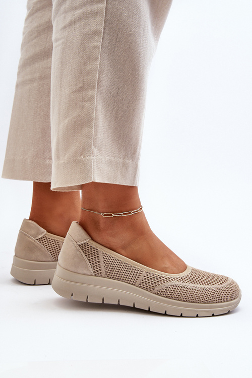 Beige Platform Ballet Flats and Wedges Aviaba