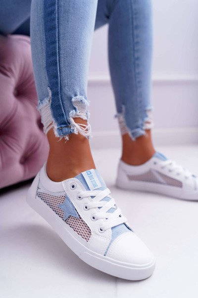 Trampki Z Siateczką Big Star Biało-Niebieskie DD274689