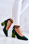 Suede Pumps With A Bow Maciejka 05059-09 Dark green